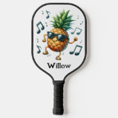 Music Dancing Groovy Pineapple Monogram Pickleball Schläger (Rückseite)