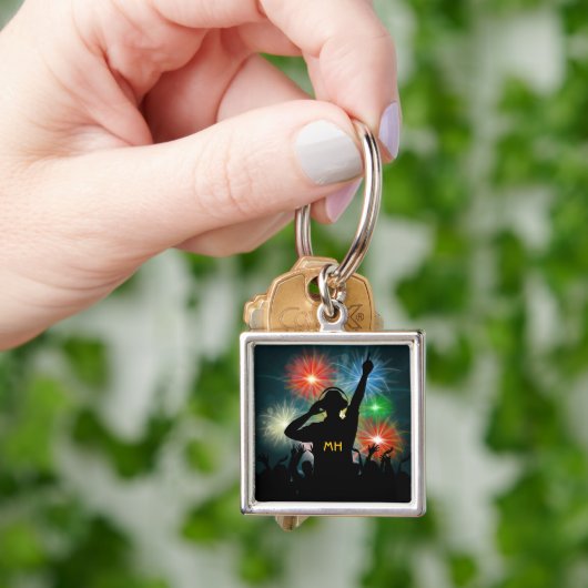 Music DJ benutzerdefinierte Monogramm-Schlüsselket Schlüsselanhänger (Hand)