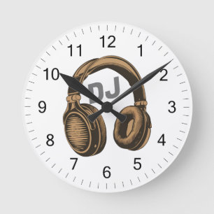 Music DJ Headphones weiß Runde Wanduhr