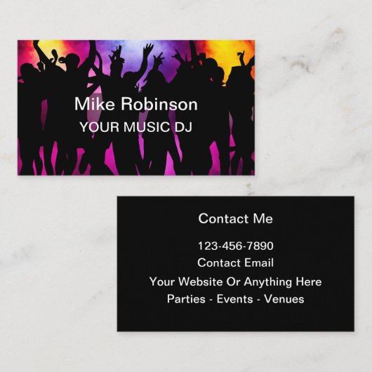 Music DJ Theme Cool Business Cards Visitenkarte (Vorne/Hinten)