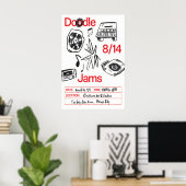 Music Doodle Art Print Retro Vinyl, Cassette Poster (Heimbüro)