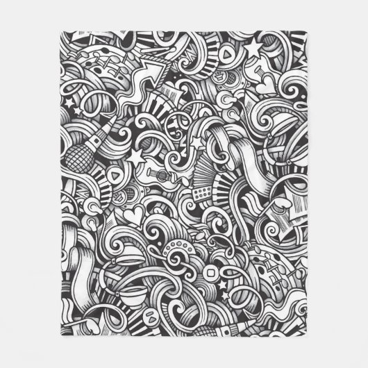 Music Doodles Vintager Hintergrund Fleecedecke (Vorderseite)
