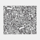 Music Doodles Vintager Hintergrund Fleecedecke (Vorderseite (Horizontal))