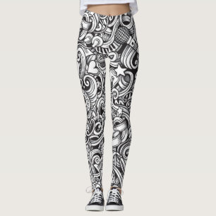 Music Doodles Vintager Hintergrund Leggings