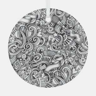 Music Doodles Vintager Hintergrund Ornament Aus Glas