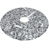 Music Doodles Vintager Hintergrund Polyester Weihnachtsbaumdecke (Schrägansicht)