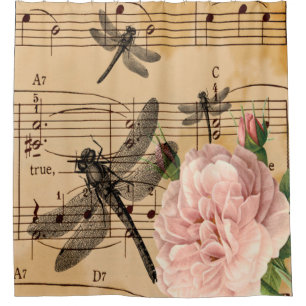 Music Dragonfly Blume Duschvorhang