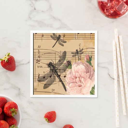 Music Dragonfly Blume Napkins Party Decocupage Serviette (Beispiel)