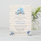 Music Dusty Blue Church Bridesmaids Luncheon Einladung (Stehend Vorderseite)