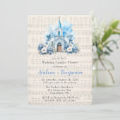 Music Dusty Blue Church Wedding Couples Dusche Einladung (Stehend Vorderseite)
