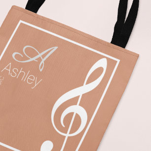 Music Dusty Rose Tote Bag Stilvoll Mit Monogramm Tasche