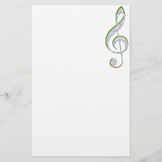 MUSIC Emerald and Diamond Treble Clef Briefpapier (Vorderseite)