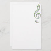 MUSIC Emerald and Diamond Treble Clef Briefpapier (Vorne/Hinten)