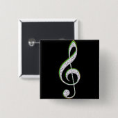 MUSIC Emerald and Diamond Treble Clef Button (Vorne & Hinten)