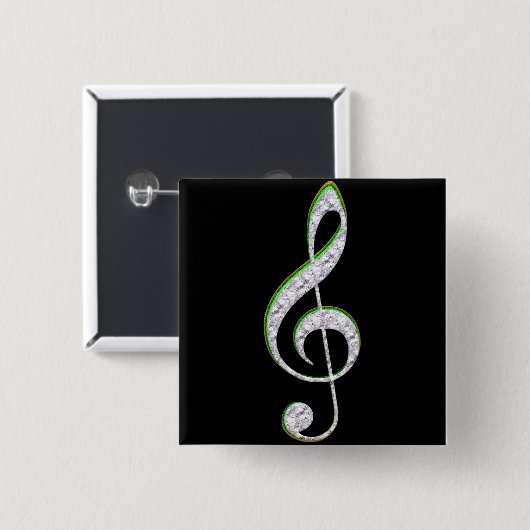 MUSIC Emerald and Diamond Treble Clef Button (Vorne & Hinten)