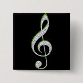 MUSIC Emerald and Diamond Treble Clef Button (Vorderseite)
