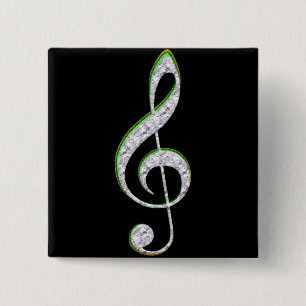 MUSIC Emerald and Diamond Treble Clef Button