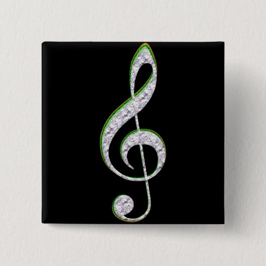 MUSIC Emerald and Diamond Treble Clef Button (Vorderseite)