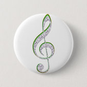 MUSIC Emerald and Diamond Treble Clef Button (Vorderseite)