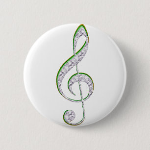 MUSIC Emerald and Diamond Treble Clef Button