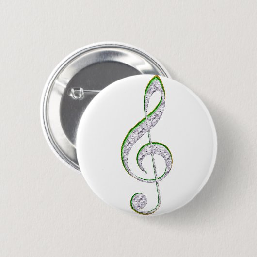 MUSIC Emerald and Diamond Treble Clef Button (Vorne & Hinten)