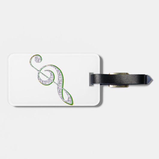 MUSIC Emerald and Diamond Treble Clef Gepäckanhänger (Rückseite horizontal)