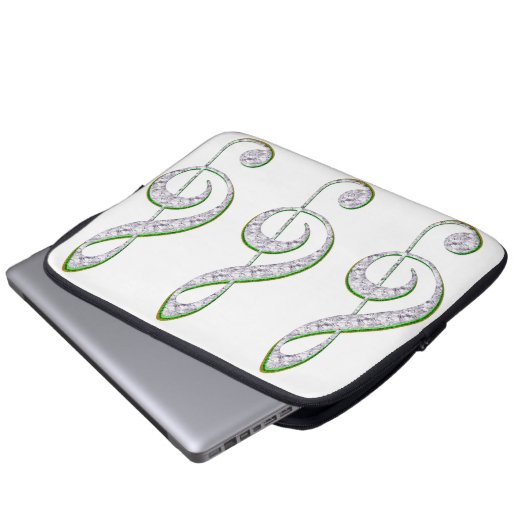 MUSIC Emerald and Diamond Treble Clef Laptopschutzhülle (Vorne Knopf)