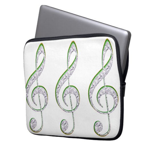 MUSIC Emerald and Diamond Treble Clef Laptopschutzhülle (Vorderseite Links)
