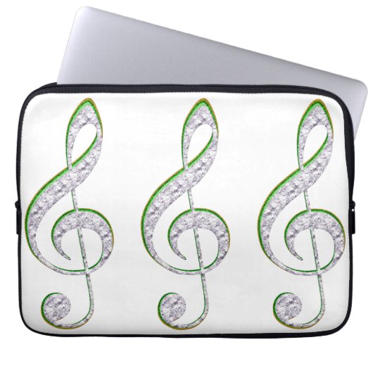 MUSIC Emerald and Diamond Treble Clef Laptopschutzhülle (Vorderseite)