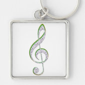 MUSIC Emerald and Diamond Treble Clef Schlüsselanhänger (Vorne)