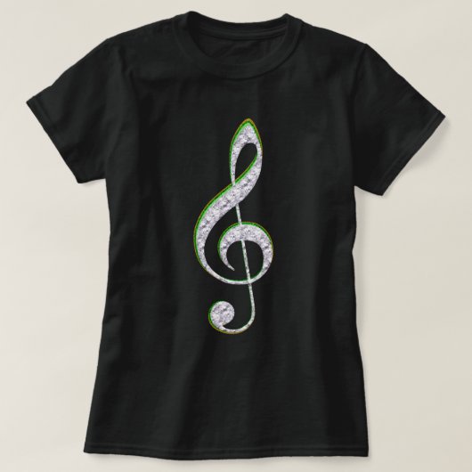 MUSIC Emerald and Diamond Treble Clef T-Shirt (Design vorne)