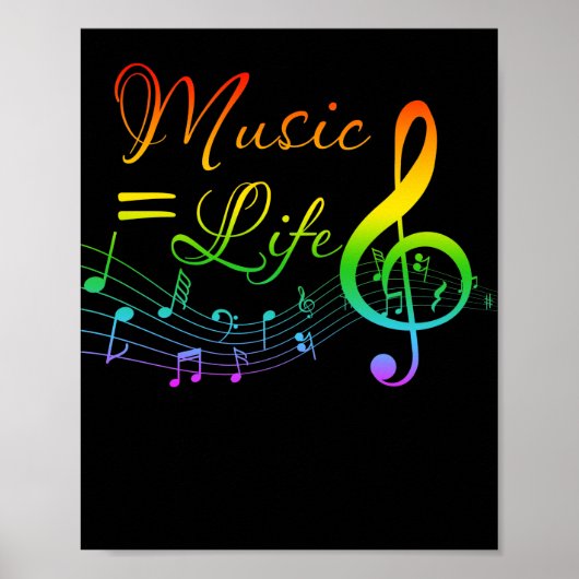 Music Equals Life Treble Clef Music Lovers Poster (Vorne)
