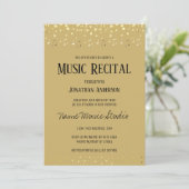 Music Erwägungsgrund Elegant Gold Note Confetti Einladung (Stehend Vorderseite)