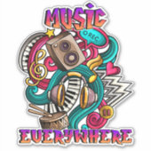Music Everywhere Graffiti Art of Music Lovers Aufkleber (Vorderseite)