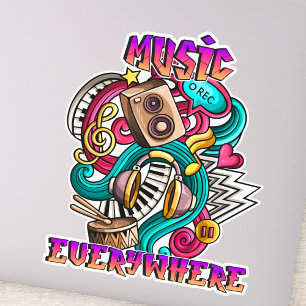 Music Everywhere Graffiti Art of Music Lovers Aufkleber