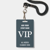 Music Festival Backstage Pass VIP Navy Blue Ausweis (Vorderseite mit Schlüsselband)