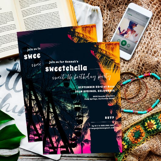 Music Festival | Ferris Wheel Palms Sweet 16 Einladung