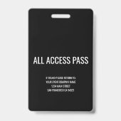 Music Festival Partys VIP All Access Pass Event Ausweis (Rückseite)