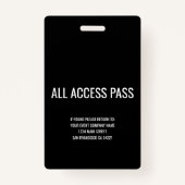 Music Festival Partys VIP All Access Pass Event Ausweis (Rückseite)