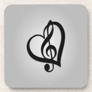 Music G Heart on Silver Getränkeuntersetzer