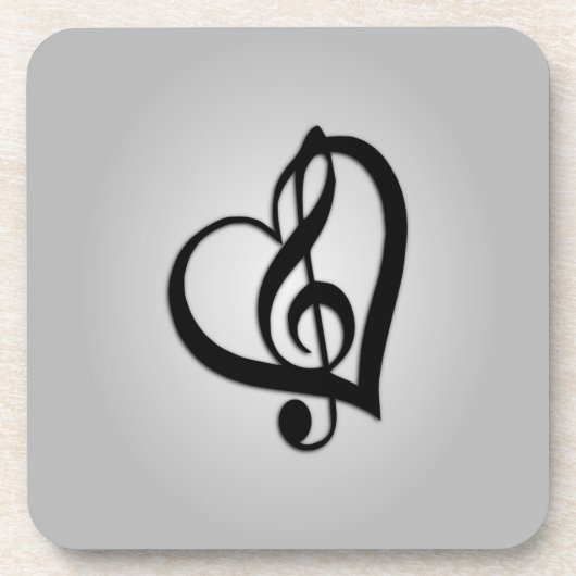 Music G Heart on Silver Getränkeuntersetzer (Vorderseite)