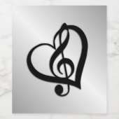 Music G Heart on Silver Weinetikett (Einzelnes Label)