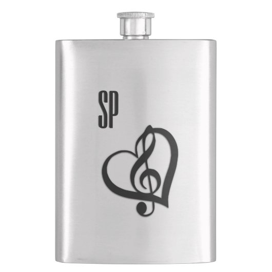 Music G Heart Personalisiert Flachmann (Vorderseite)