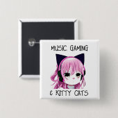 Music Gaming und Kitty Cat Anime Girl Button (Vorne & Hinten)