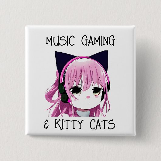 Music Gaming und Kitty Cat Anime Girl Button (Vorderseite)