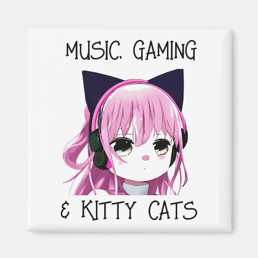 Music Gaming und Kitty Cat Anime Girl Magnet (Vorne)