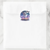 Music Ghost Runder Aufkleber (Tasche)
