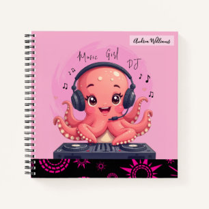 Music Girl, Happy Chick Lächeln Octopus DJ Notizblock