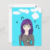 Music Girl Postcard Postkarte (Vorne/Hinten)