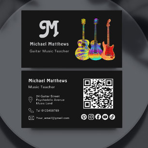 Music Gitarre Lehrer QR Code Social Media Custom Visitenkarte